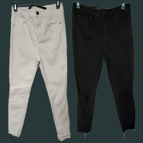 2 HARPER Skinny Distressed Raw Hem Jeans Size 27 High Rise - Picture 1 of 7